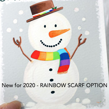 Personalised Snowman Rainbow Christmas Card, 5 of 6