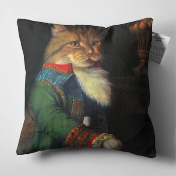 Royal Yellow Cat Classic Painting Cushion Cover, 5 of 7