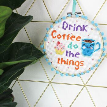 'Drink Coffee Do The Things' Cross Stitch Kit, 6 of 10