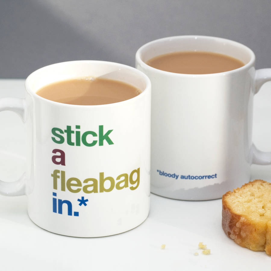 Autocorrect 'Stick A Fleabag In' Funny Mug, 1 of 2