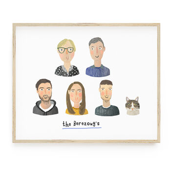 Personalised Illustrated Portrait, Unframed, 4 of 11