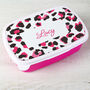 Personalised Pink Leopard Print Lunch Box, thumbnail 1 of 2