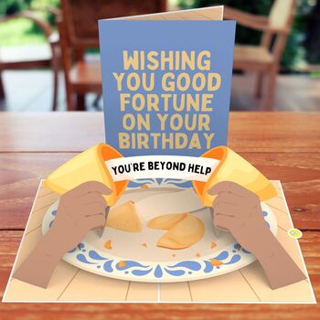 Un Fortunate Cookie 3D Pop Up Funny Birthday Wish 'You're Beyond Help' Card, 7 of 8