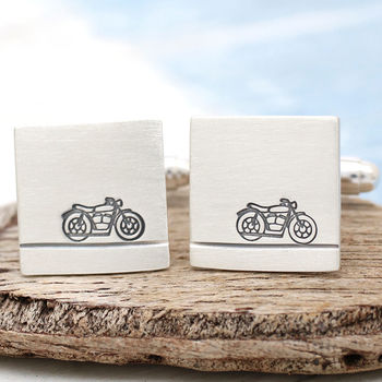 Personalised Motorbike Cufflinks. Gift For Dad, 7 of 11