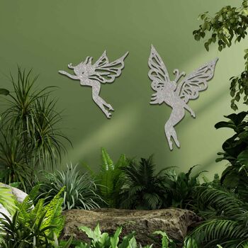 Fairy Metal Garden Art Set, Decorative Outdoor Wall Decor For Garden Spaces, 6 of 10