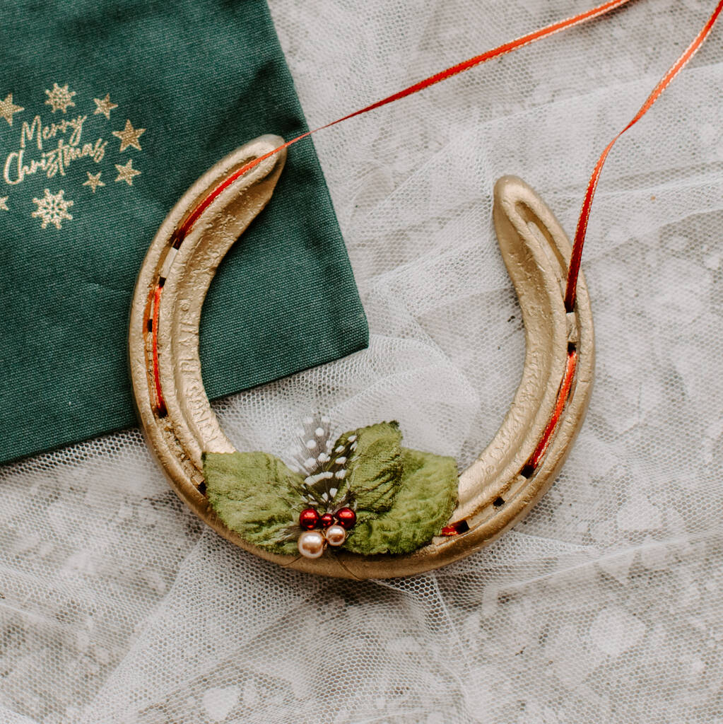 Personalised Gold Xmas Lucky Wedding Horseshoe, 1 of 5