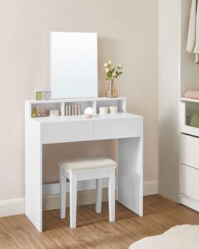 Dressing Table With Large Mirror Modern Style White, 3 of 12