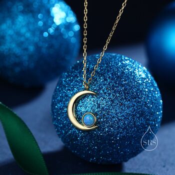 Opal Or Moonstone Crescent Moon Pendant Necklace, 9 of 12
