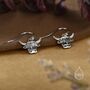 Sterling Silver Highland Cow Drop Dangling Hook Earrings, thumbnail 2 of 11
