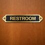 Classic Brass Restroom Door Plaque With Black Finish, thumbnail 2 of 6