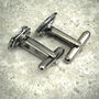 Fly Fishing Reel Cufflinks Antiqued Pewter, thumbnail 2 of 2