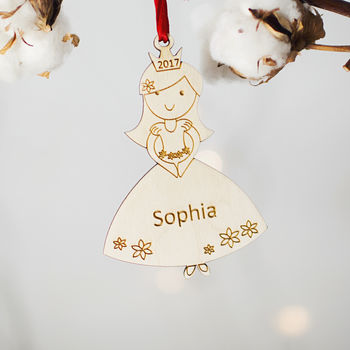 Princess Personalised Christmas Tree Decoration, 2 of 2
