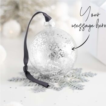 Personalised Silver Glitter Christmas Bauble, 2 of 3
