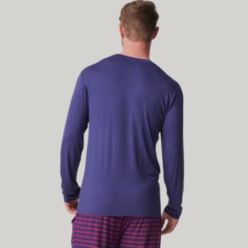 Men's Two Pack Long Sleeved Bamboo T Shirts Wine/Navy, 6 of 6