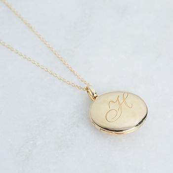 14k Gold Vermeil Engraved Initial Locket Necklace, 11 of 12