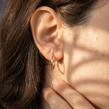 Small Plain Gold Plated Hoop Earrings, 3 of 5