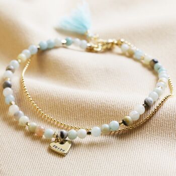 Personalised Semi Precious Stone Bead And Chain Anklet, 2 of 11