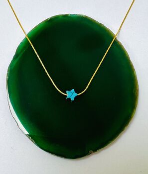 Turquoise Star Gold Vermeil Or Sterling Silver Necklace, 3 of 5