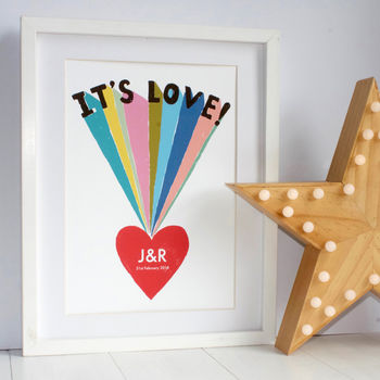 It's Love Personalised Rainbow Wedding Print, 3 of 5