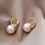 Gold Hoop Pearl Drop Earrings, thumbnail 4 of 6