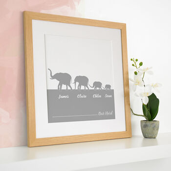 Personalised Herd Of Elephants Family Print, 3 of 7