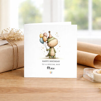 Personalised Dinosaur Birthday Card For Boys, 2 of 6