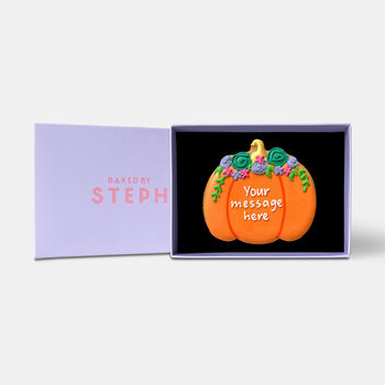 Personalised Floral Pumpkin Autumn Letterbox Iced Cookie, 4 of 11