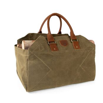 Waxed Canvas Craftwood Two In One Log Bag, 5 of 5