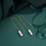 Natural Freshwater Pearl Trio Threader Earrings, thumbnail 6 of 9