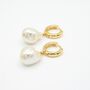 Large Pearl Hoop Earrings In Gold, thumbnail 2 of 6