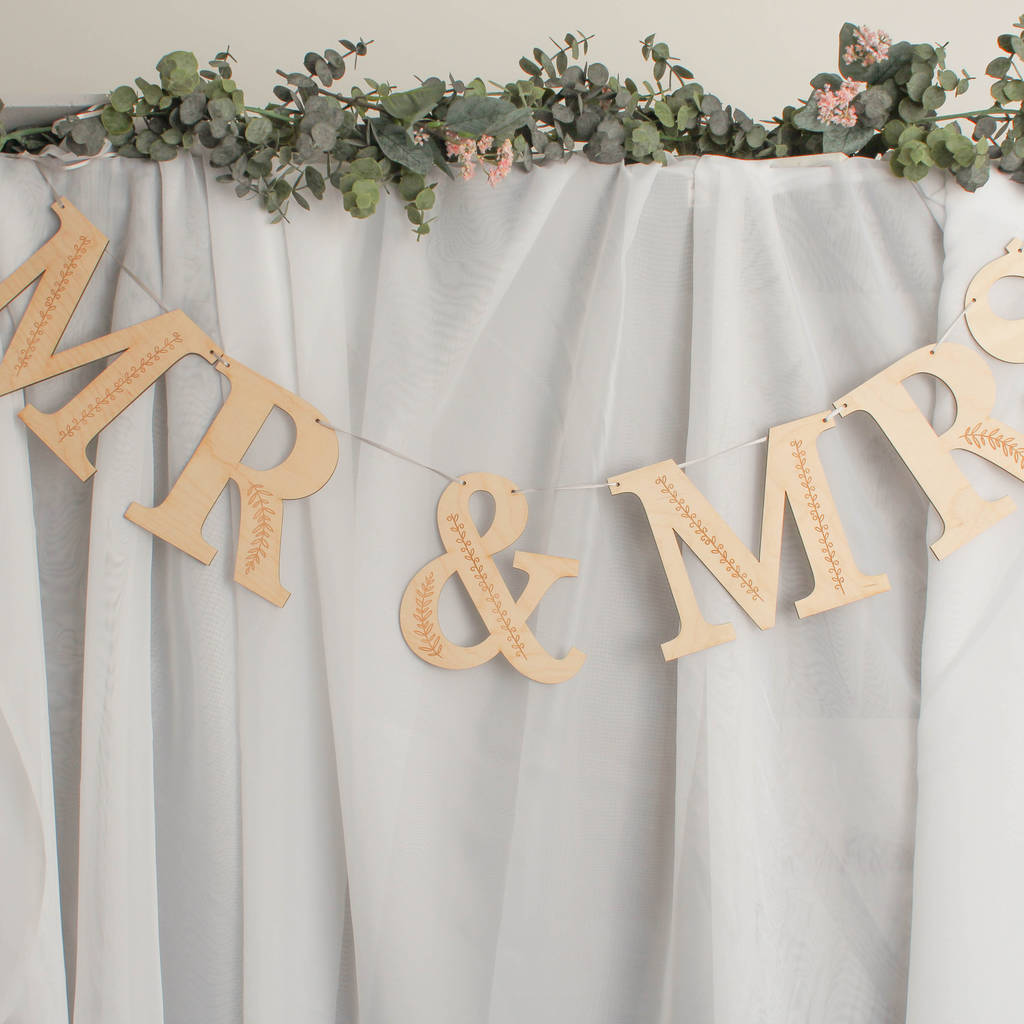 Mr And Mrs Bunting In Wooden Letters For Wedding, 1 of 6