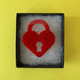 Red Heart Lock Acrylic Brooch, thumbnail 1 of 2