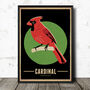 Cardinal Birds Retro Style Poster Print, thumbnail 1 of 2