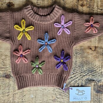 Hand Embroidered 'Flower' Baby And Toddler Jumper, 6 of 11