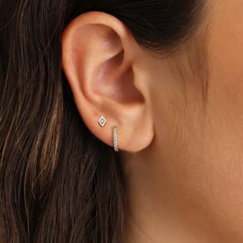 Aquamarine March Birthstone Small Huggie Hoop Earrings, 6 of 6