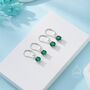 Emerald Green Cz Lever Back Hoop In Sterling Silver, thumbnail 8 of 12