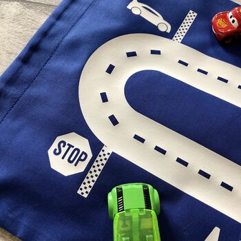 Personalised Car Race Track Travel Play Mat Bag, 3 of 6