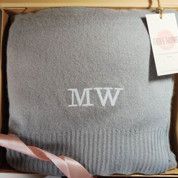 Personalised Grey Pure Cashmere Travel Wrap Gift, 7 of 10