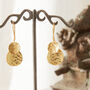 Hammered Gold Plated Silver Disc Dangly Earrings, thumbnail 1 of 8
