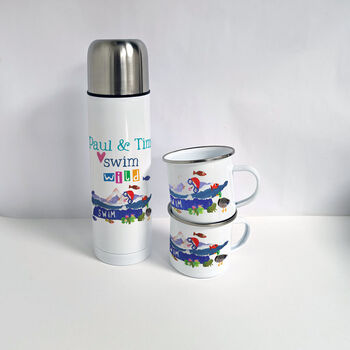 Personalised Swim Wild Flask And Mug Set, 3 of 4