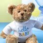 Keeleco Recycled Dougie Gift Bear 'Hello Baby' Blue, thumbnail 2 of 4
