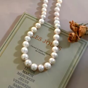 Saville Row Ivory Silver Pearl Jewel Ball Lock Gift Necklace, 6 of 6