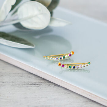 Silver And Gold Rainbow Climber Earrings, 2 of 5