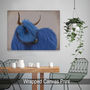 Highland Cow In Blue Art Print Framed Or Unframed, thumbnail 5 of 6