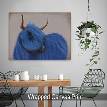 Highland Cow In Blue Art Print Framed Or Unframed, 5 of 6