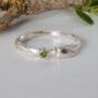 Silver Willow Bud Gemstone Twig Ring, thumbnail 1 of 6