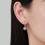 Sterling Silver Delicate Snowflake Drop Hook Earrings, thumbnail 4 of 11