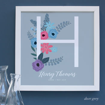 Personalised New Baby Botanical Framed Print, 9 of 10