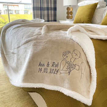 Personalised Embroidered Photo Neutral Sherpa Blanket, 5 of 10
