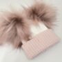Pink And White Striped Newborn Pom Pom Baby Hat, thumbnail 4 of 7